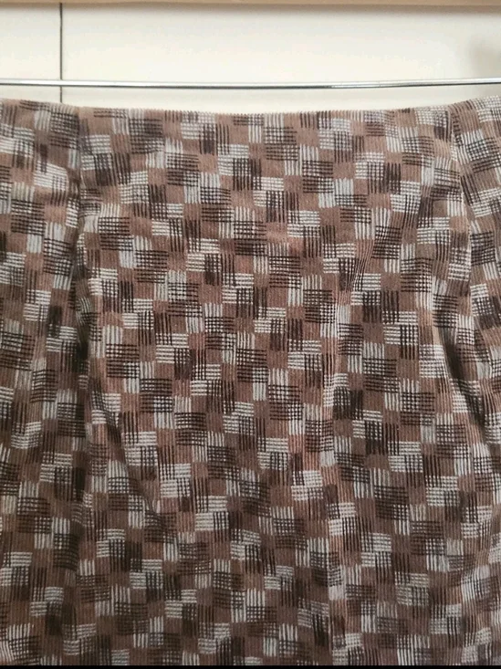 Ann Taylor Stretch Brown & cream corduroy mini Women's Skirt - Picture 5 of 6